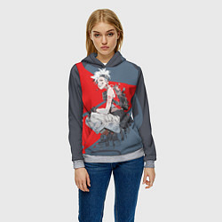 Толстовка-худи женская Боевая девушка на приседе, цвет: 3D-меланж — фото 2