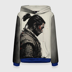 Толстовка-худи женская Самурай - Ghost of Thusima, цвет: 3D-синий