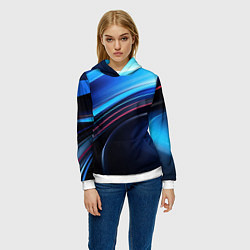 Толстовка-худи женская Синяя и черная абстракция геометрическая, цвет: 3D-белый — фото 2