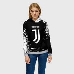 Толстовка-худи женская Juventus краски белые, цвет: 3D-меланж — фото 2