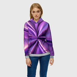 Толстовка-худи женская Металлический фиолетовый атлас ткань, цвет: 3D-меланж — фото 2