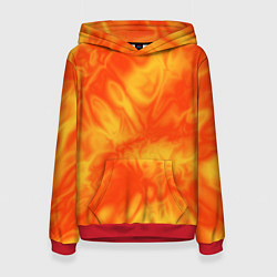 Толстовка-худи женская Солнечный огонь абстракция, цвет: 3D-красный