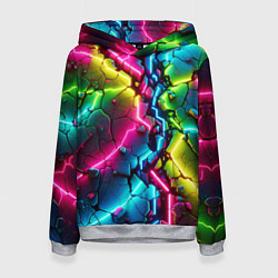 Толстовка-худи женская Трещина - неон, цвет: 3D-меланж