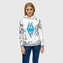 Толстовка-худи женская Skyrim logo winter, цвет: 3D-меланж — фото 2