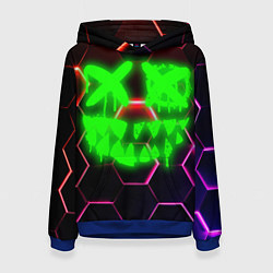 Толстовка-худи женская Монстр из неона, цвет: 3D-синий