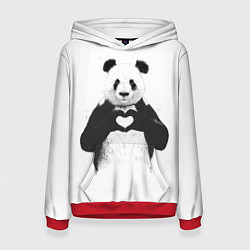 Толстовка-худи женская Panda love, цвет: 3D-красный