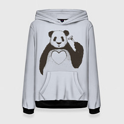 Толстовка-худи женская Panda love art, цвет: 3D-черный