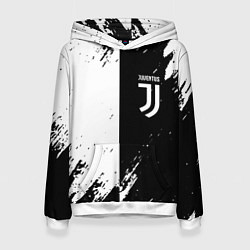 Толстовка-худи женская Juventus краски чёрнобелые, цвет: 3D-белый