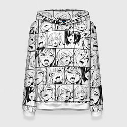 Толстовка-худи женская Ahegao pattern, цвет: 3D-белый