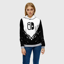 Толстовка-худи женская Nintendo краски лого, цвет: 3D-меланж — фото 2