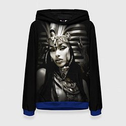 Толстовка-худи женская Клеопатра египетская царица, цвет: 3D-синий