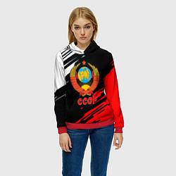 Толстовка-худи женская СССР краски текстура, цвет: 3D-красный — фото 2