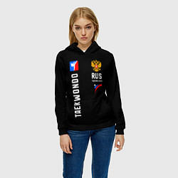 Толстовка-худи женская Россия Тхеквондо, цвет: 3D-черный — фото 2
