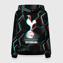 Женская толстовка Tottenham FC в стиле glitch на темном фоне