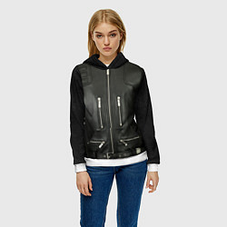Толстовка-худи женская Terminator first - leather jacket, цвет: 3D-белый — фото 2