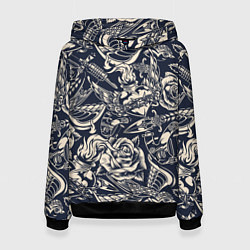 Толстовка-худи женская Gray tattoo machine, цвет: 3D-черный