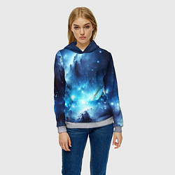 Толстовка-худи женская Космический голубой пейзаж, цвет: 3D-меланж — фото 2
