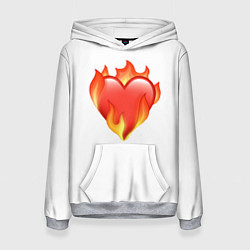 Толстовка-худи женская Сердце в огне эмодзи, цвет: 3D-меланж