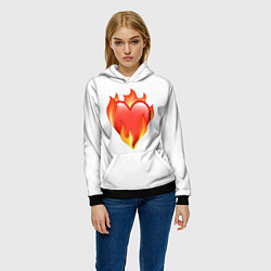 Толстовка-худи женская Сердце в огне эмодзи, цвет: 3D-черный — фото 2