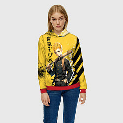 Толстовка-худи женская Токийские Мстители - Такемичи Ханагаки, цвет: 3D-красный — фото 2