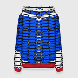 Толстовка-худи женская Сине-белая техно броня, цвет: 3D-красный