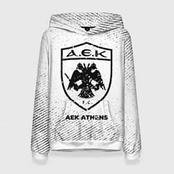 Толстовка-худи женская AEK Athens с потертостями на светлом фоне, цвет: 3D-белый