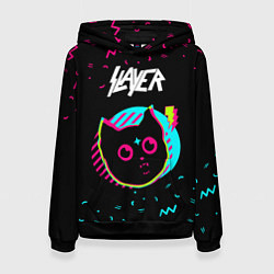 Толстовка-худи женская Slayer - rock star cat, цвет: 3D-черный