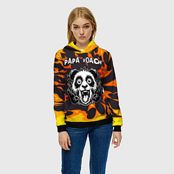 Толстовка-худи женская Papa Roach рок панда и огонь, цвет: 3D-черный — фото 2