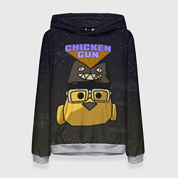 Толстовка-худи женская Chicken gun space, цвет: 3D-меланж