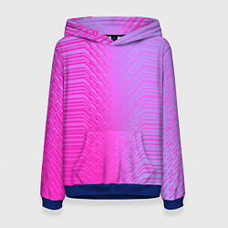 Толстовка-худи женская Розовые градиентные линии, цвет: 3D-синий