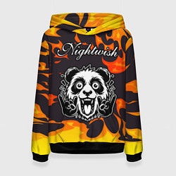 Женская толстовка Nightwish рок панда и огонь