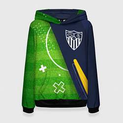 Толстовка-худи женская Sevilla football field, цвет: 3D-черный