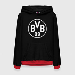 Толстовка-худи женская Borussia sport fc белое лого, цвет: 3D-красный