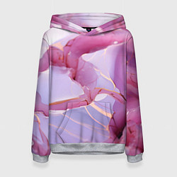 Толстовка-худи женская Куски розового мрамора, цвет: 3D-меланж