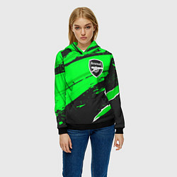 Толстовка-худи женская Arsenal sport green, цвет: 3D-черный — фото 2