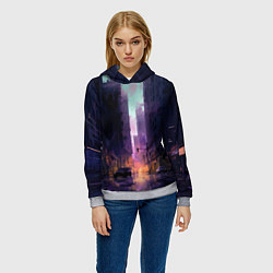 Толстовка-худи женская Сумрачная улица, цвет: 3D-меланж — фото 2