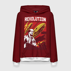 Толстовка-худи женская Народная революция с Лениным, цвет: 3D-белый