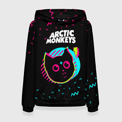 Толстовка-худи женская Arctic Monkeys - rock star cat, цвет: 3D-черный