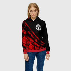 Толстовка-худи женская Manchester United sport grunge, цвет: 3D-красный — фото 2