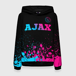 Толстовка-худи женская Ajax - neon gradient посередине, цвет: 3D-черный