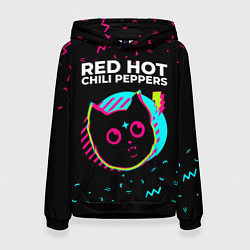 Толстовка-худи женская Red Hot Chili Peppers - rock star cat, цвет: 3D-черный