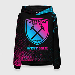 Толстовка-худи женская West Ham - neon gradient, цвет: 3D-черный