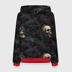 Женская толстовка Черепа в кустах с шипами