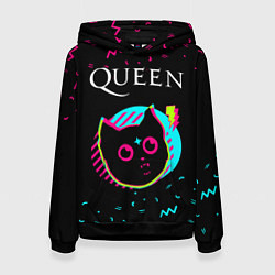 Толстовка-худи женская Queen - rock star cat, цвет: 3D-черный