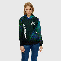 Толстовка-худи женская Lifan sport glitch blue, цвет: 3D-черный — фото 2