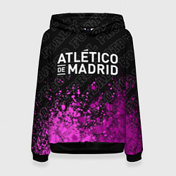 Толстовка-худи женская Atletico Madrid pro football посередине, цвет: 3D-черный