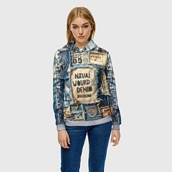 Толстовка-худи женская I love Barcelona - пэчворк, цвет: 3D-меланж — фото 2