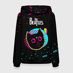 Толстовка-худи женская The Beatles - rock star cat, цвет: 3D-черный