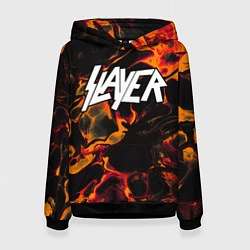 Толстовка-худи женская Slayer red lava, цвет: 3D-черный