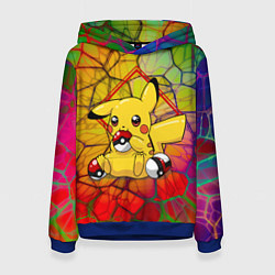 Толстовка-худи женская Pikachu pokeballs, цвет: 3D-синий